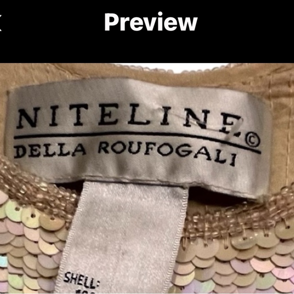 Niteline by Bella Rourfagali size 12-14 Ivory sequin tank AB sequins side slits - Picture 14 of 16